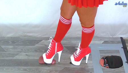 Trampled Flat Under Ambers Platform Boots - Amber Cam - Extreme Cock and Balls Trample - 48AC