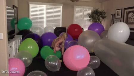 18yo Cutie POPS BALLOONS with Nails, High Heels & a Pen! Then Rides a Giant Grand MOAB!! 4K Version!