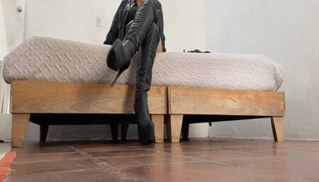 Dressage whipping in full leather by Mistress Katherine