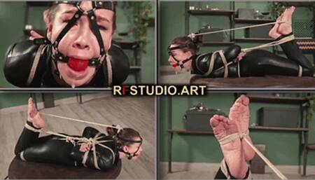 Lada in Catsuit - Hogtie on Turntable with BallGag Harness (UHD 4K MP4)