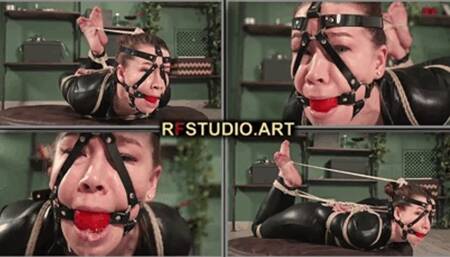 Lada in Catsuit - Hogtie on Turntable with BallGag Harness (FULL HD MP4)