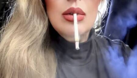 Custom - Winston 100s - Close-up - Facing you, Me, you and our fetish - Dangling - Hands-free puffs, Double pumps, Puffs in your face, Deep Inhales, Smoker's cough, Nose exhales, Smoke rings, Mouth Inhales and open mouth exhales, Long blonde hair, Heavy m