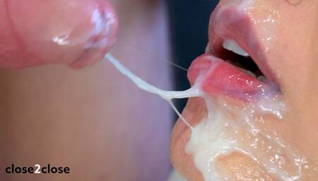 CLOSE UP: Wet blowjob on an ALPHA big cock and massive cumshot in mouth