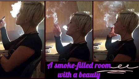 A Smoke Filled Room with a Beauty (Cig + Vape at the same time)