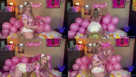 Looner Kitten Quietly Plays With Her Balloons At Night