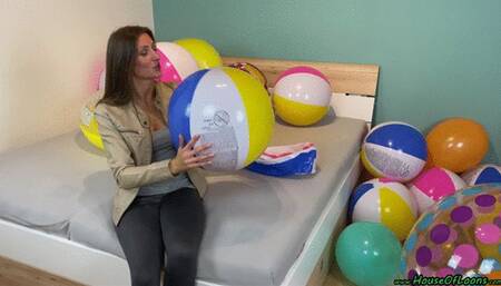 popping water balls with fingernails tearing and high heels