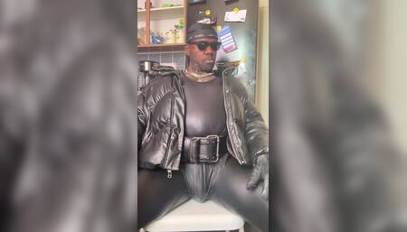 Fresh Latex and Leather Puffa Jacket Smoking Session