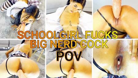 SCHOOL GIRL FUCKS BIG NERD COCK POV