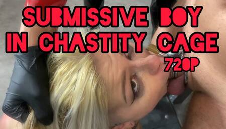 Submissive boy in chastity cage has chance to cum [720p]