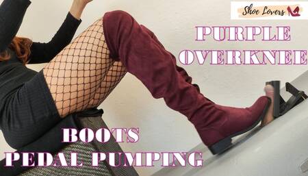 Purple suede overknee boots pedal pumping cumshot 1080