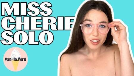 Glass Dildo Solo Masturbation by Brunette Babe with Nipple Clamps