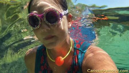 Candy goggles exploring the lily pad forest in the freshwater spring
