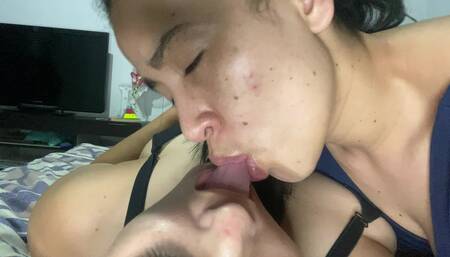 Again She Sucks My Huge Tongue Deeply