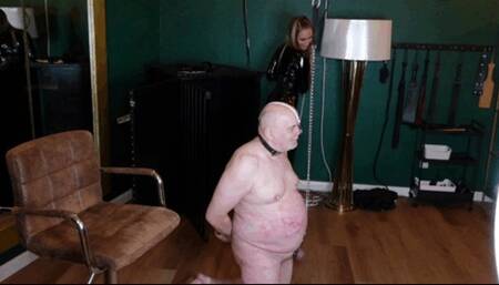 Goddess Kira Gold – NEW!! – The live Streaming with audience goes on, Her Highness tuns her fat old slave into a pathetic idiot - Part 6