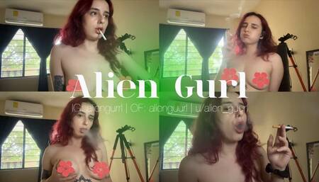 Sexy Topless Smoking | Alien Girl