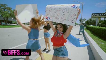 Slutty Big Titted Bffs Went on Streets to Seduce