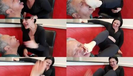 FEEL MY BIG STRONG FEET KICKING YOU IN THE FACE - LETICIA MILLER & SLAVE DJALMA - EXCLUSIVE LM VIDEOS JUNE 2024 - CLIP 2