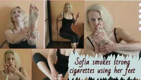 Sofia Smokes Strong Cigarettes with Her Feet