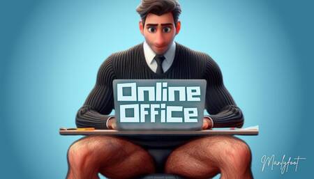 Gay Step-dad - the Online Office - Caught Jerking During a Online Meeting with My Boss!