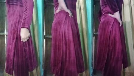 Indian Transgender Gaurisissy Looking Sexy in Pink Salwar Kurta Looking Like a Whore Housewife