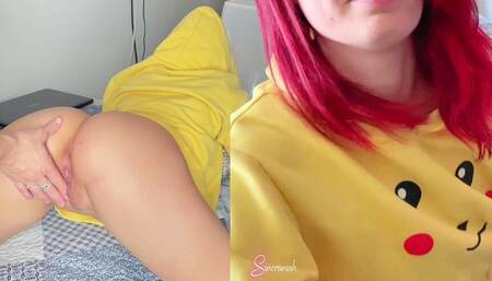Stepsister with Pikachu Hoodie Blows Me for Helping Her in Her Game