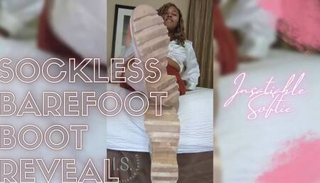 Ebony BBW Reveals Sweaty Soft Soles from Hot Sweaty Boots