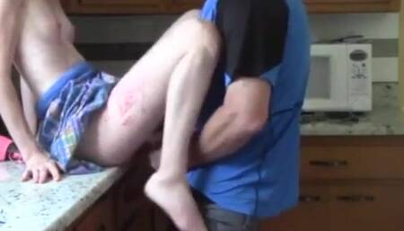 Dad got my ass in the kitchen