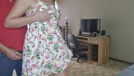 Summer dress fingering ends up in huge cumload on my ass