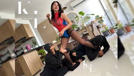 Spiderwoman Tales: The Attack of Leg Fetichists (Leg Grabbing, Leg Holding, Black Pantyhose, Costume, Superheroine, Supervillain)