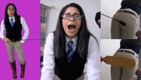 Riding Girl eRica gets spanked over her jodhpurs!