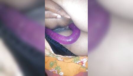 Husband Pull Double Side Dildo in to Sri Lankan Wife Ass and Pussy