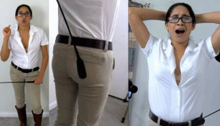 Bratty ridding girl eRica gets spanked for trying to buy her way through class!