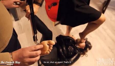 Tickled hanging by the feet - TICKLING - FOOTGAGGING - FOOT TICKLING - DOMINATION - BONDAGE - HANDCUFFS