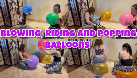 Big Balloons Blowing, Riding and Popping