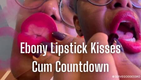 Ebony Lipstick Kisses Cum Countdown - Royal Ro closeup red lips mouth fetish hd mp4 1080p
