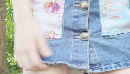 Innocent little baby tinylittlebabyg plays on her swing in the garden wearing dungarees & a diaper