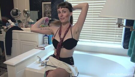 Leila Larson introduces herself by her bathtub