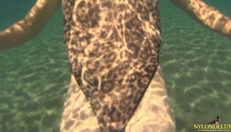 Bodysuit and Stocking Tease Under the Sea