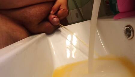 Hot Plump Alphamales Morning Routine of Pissing and Washing of Uncut Smegma Cock