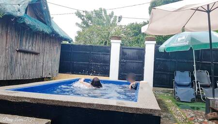 I Made My Horny Wife Squirt in the Pool!