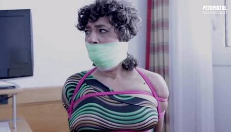 Lorna Rope is chair tied wraparound gagged and played by Pete in Slow Motion mobile version 720p