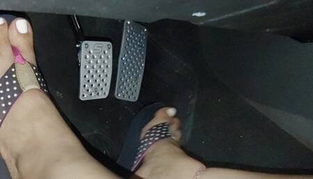 Tire Spin & Peel outs with Polka Dot Wedge Flip Flops