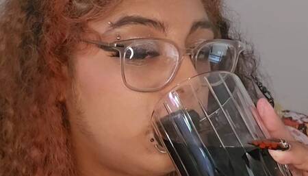 drinking soda and burping loudly