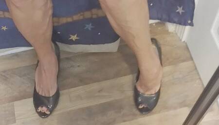 POV in mirror with open toe heels
