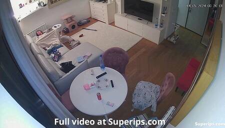 IPCAM – European woman masturbates on the sofa