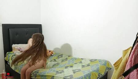 My Stepbrother Enters My Room and Catches Me Masturbating and He Very Horny Ends up Fucking Me Hard