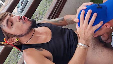 Delicious Bareback Fucking on the Balcony in Full View of All the Neighbors!!!