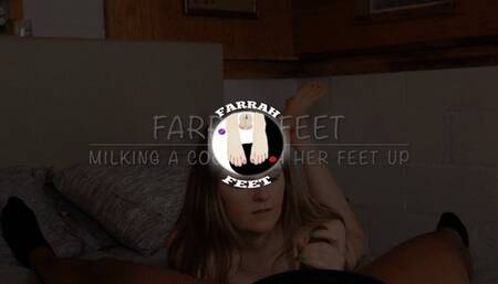 Farrah Feet Milking a Cock with her feet up