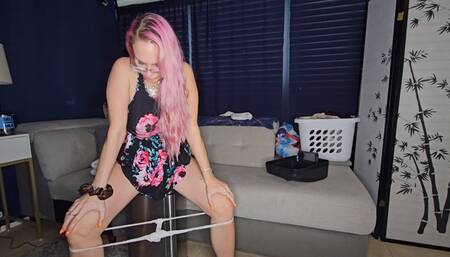 Vicky uses the trashcan in desperation- 4k