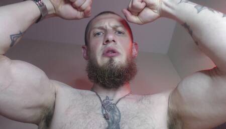 Muscular Male Dominates, Spits and Has Hairy Armpits